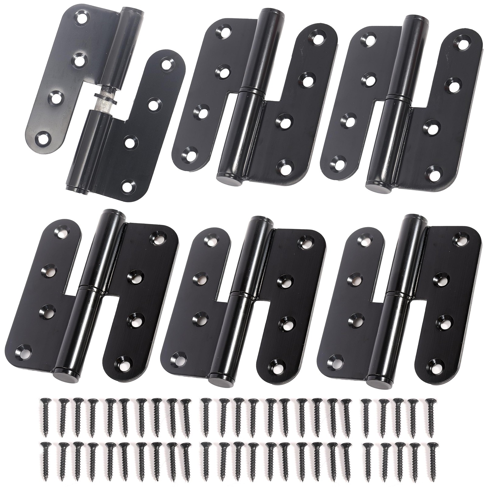 6 PCS 4x3.5 Inch Black Heavy Duty HShaped Lift Off 201 Stainless Hinge