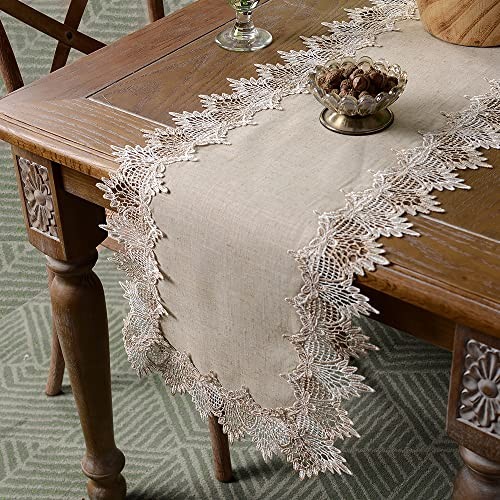 Grey Table Runner Coffee Farmhouse Rustic Macrame 16 x 48 Inch Stone Grey