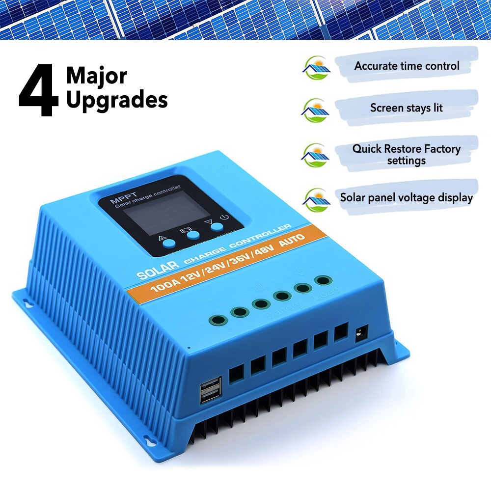 Upgrade 100A 12V/24V/36V/48V MPPT Solar Charge Controller PV Charger Controller