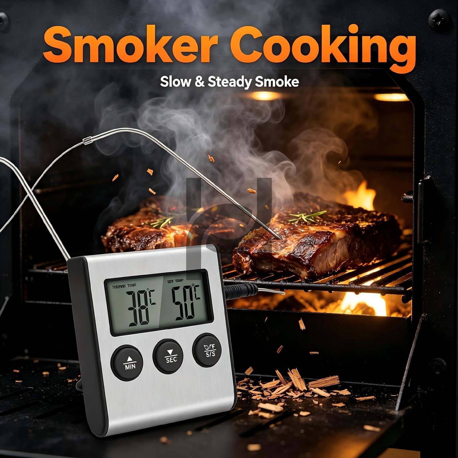Digital Cooking Meat Thermometer With Timer Probe For Kitchen BBQ Roasting