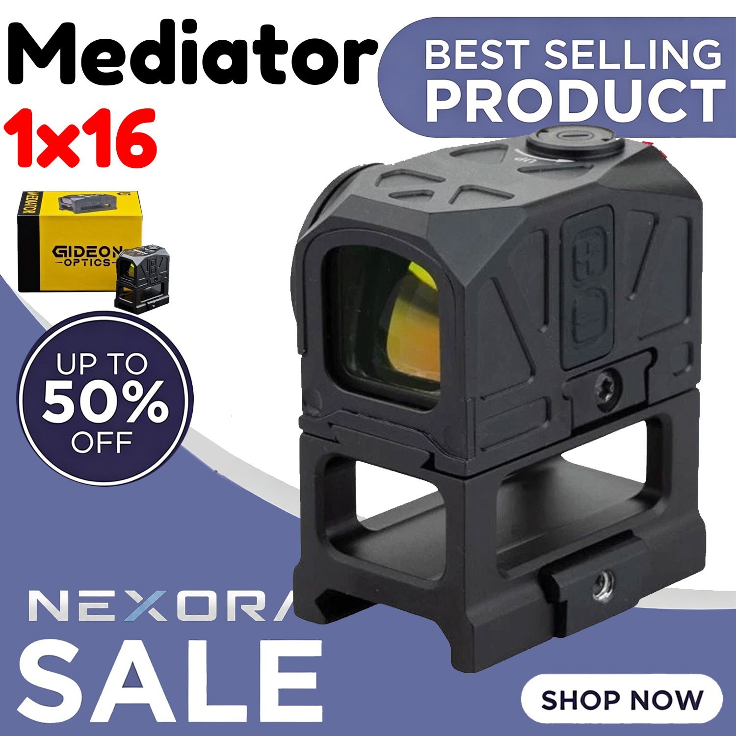 Gideon Optics Mediator 3MOA Multi-Reticle Red Dot Sight 1x16mm Closed Emitter