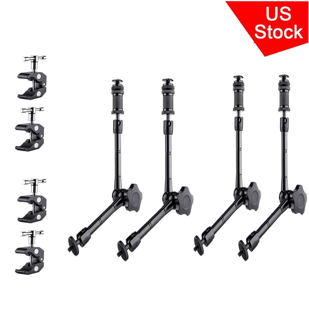US 4Pcs 11in Articulating Magic Arm+Super Clamp Clip For LED Video Light Monitor