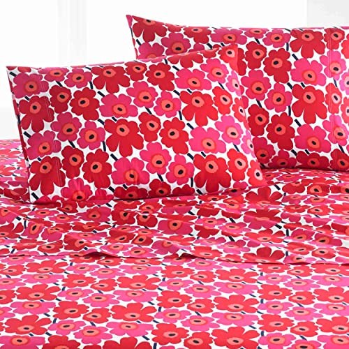 - Pillowcase Set, 100% Soft Cotton Percale Bedding with a Mini Unikko Red