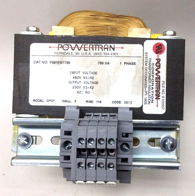 Powertran F081FST750 Power Transformer 750VA 1 Phase 480V Rise 115