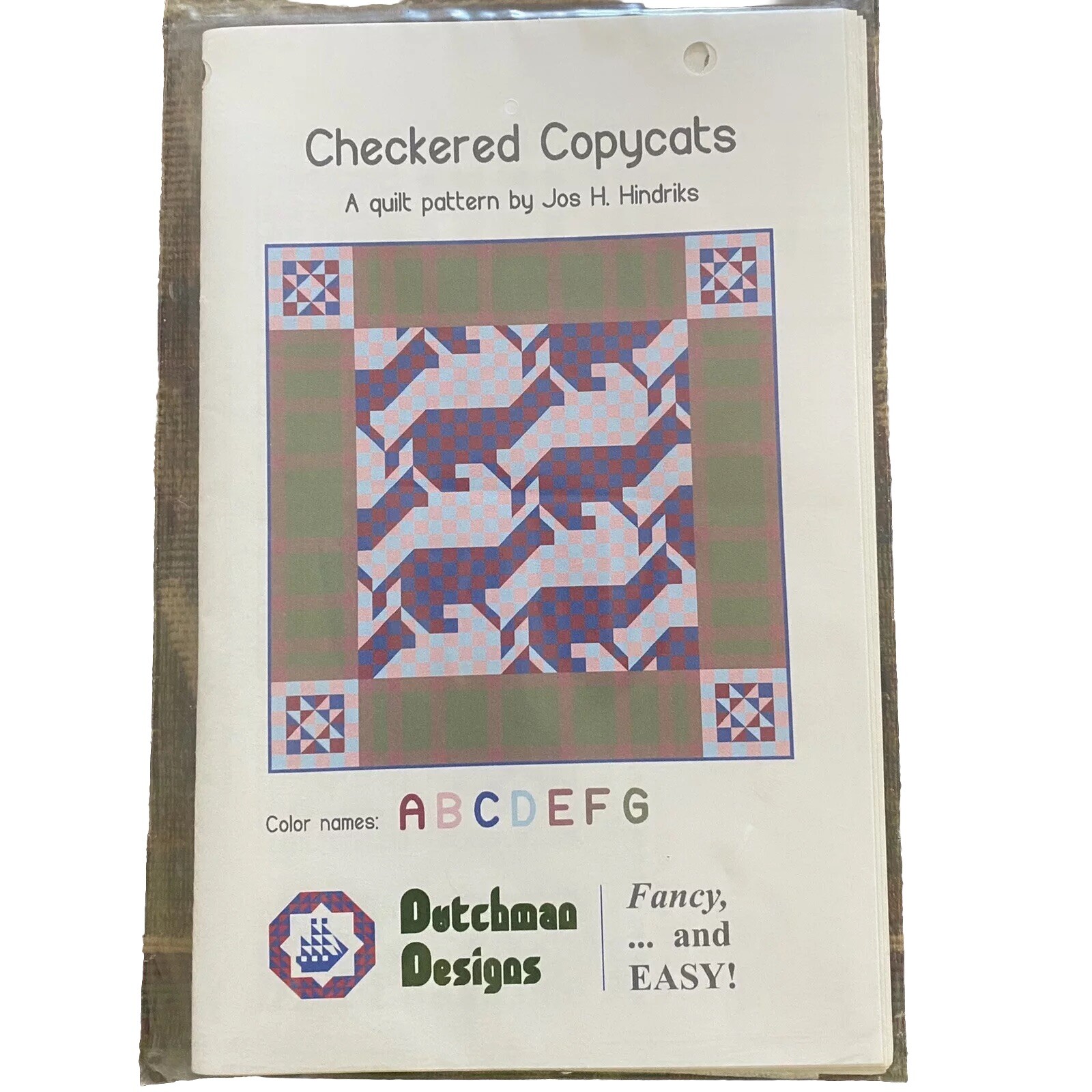 Dutchman Designs Quilt Pattern By Jos H Hindriks “Checkered Copycats 1999 Easy