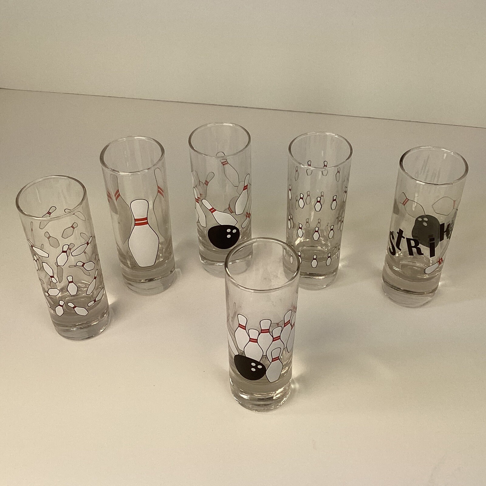 New luminarc Bowling night six piece 2 ounce shooter glasses￼