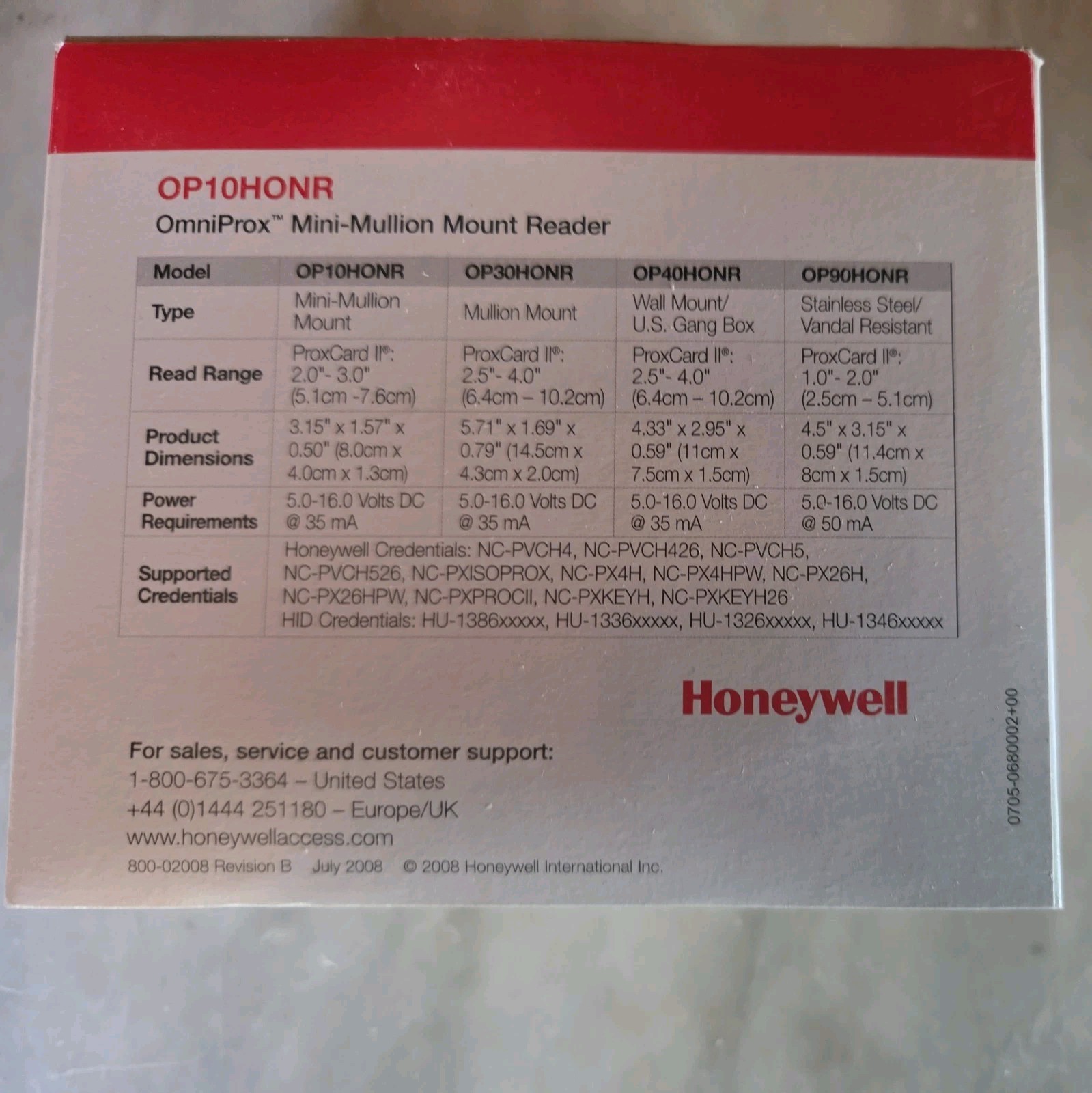 Honeywell Access OP10GENR OmniProx HID Compatible, Mullion Reader