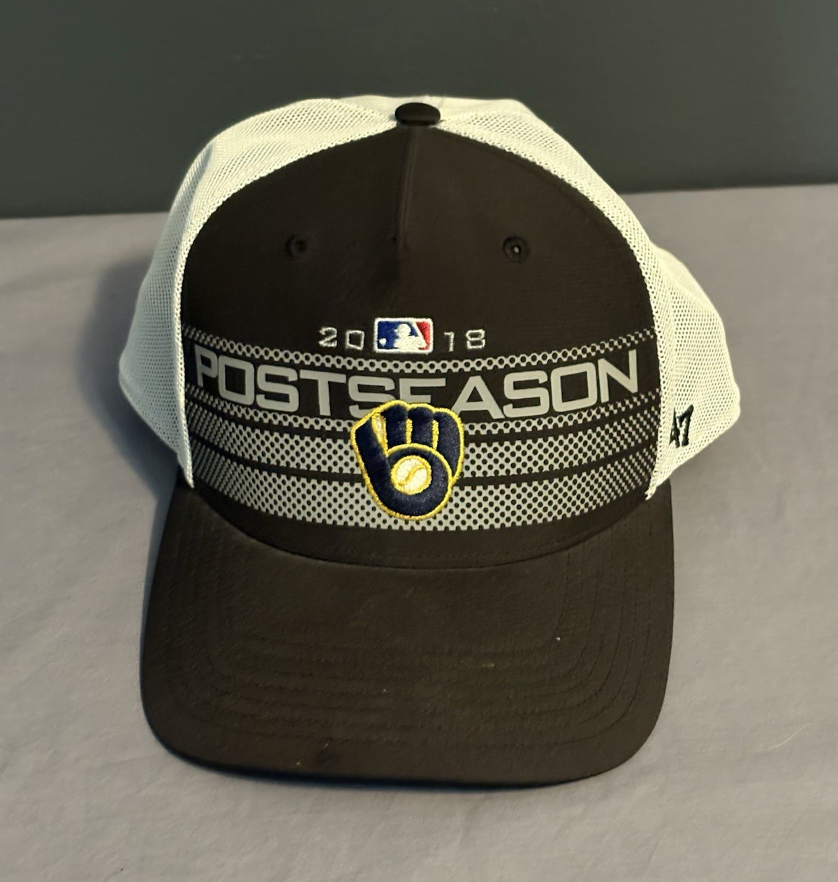 Milwaukee Brewers 2018 Postseason Hat 47 Brand Snapback Mesh Cap OS MLB Playoffs