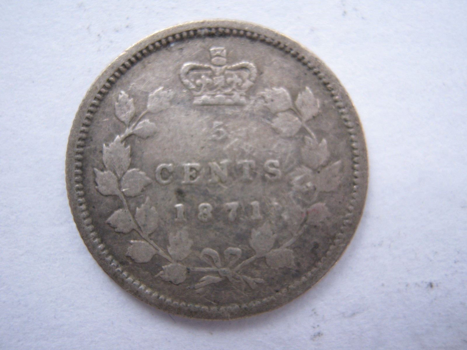 Canada 1871 silver 5 Cents F