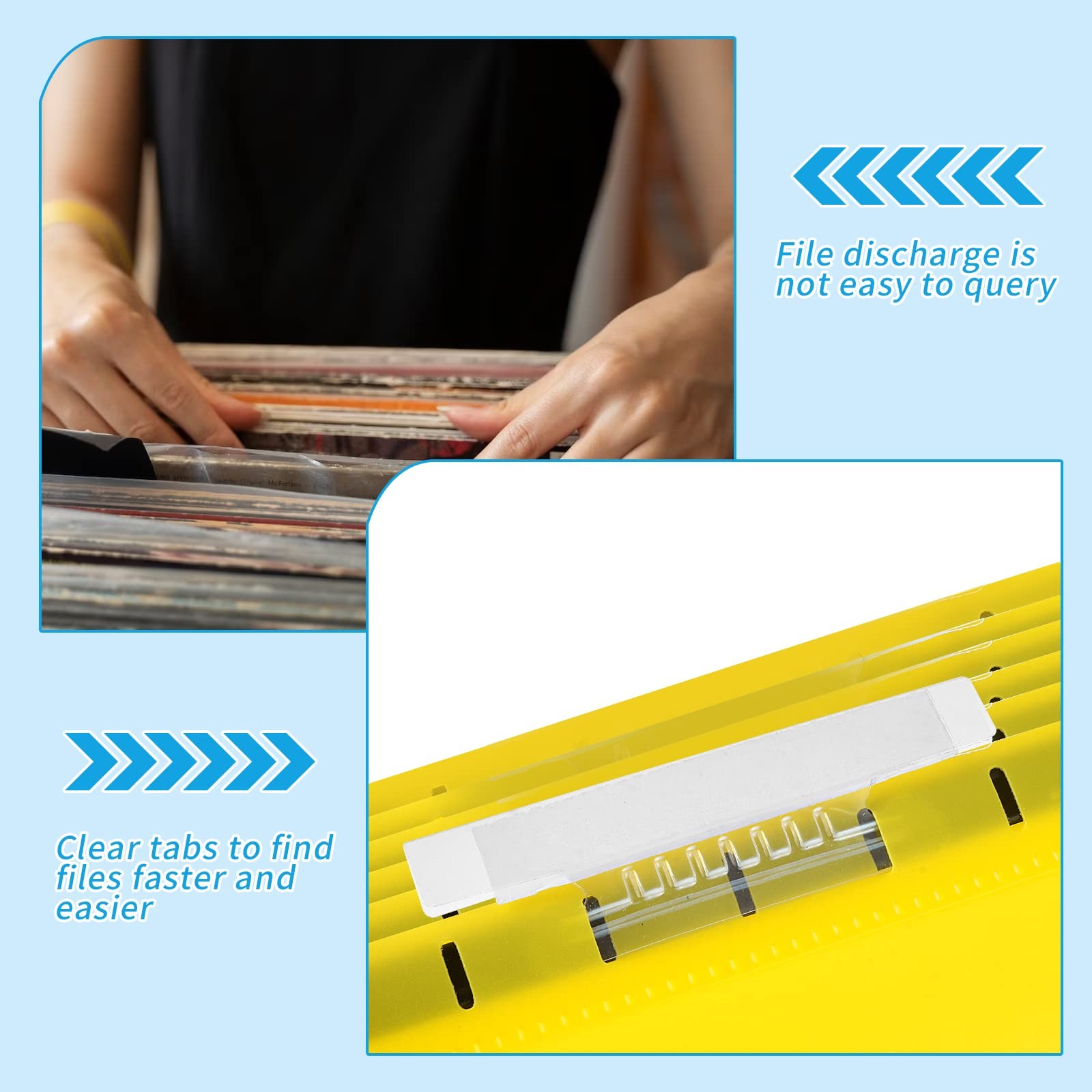 Clear Hanging Folder Tabs – 50 Pack, 4 Inch Tabs for 3.5 Inch File Folders