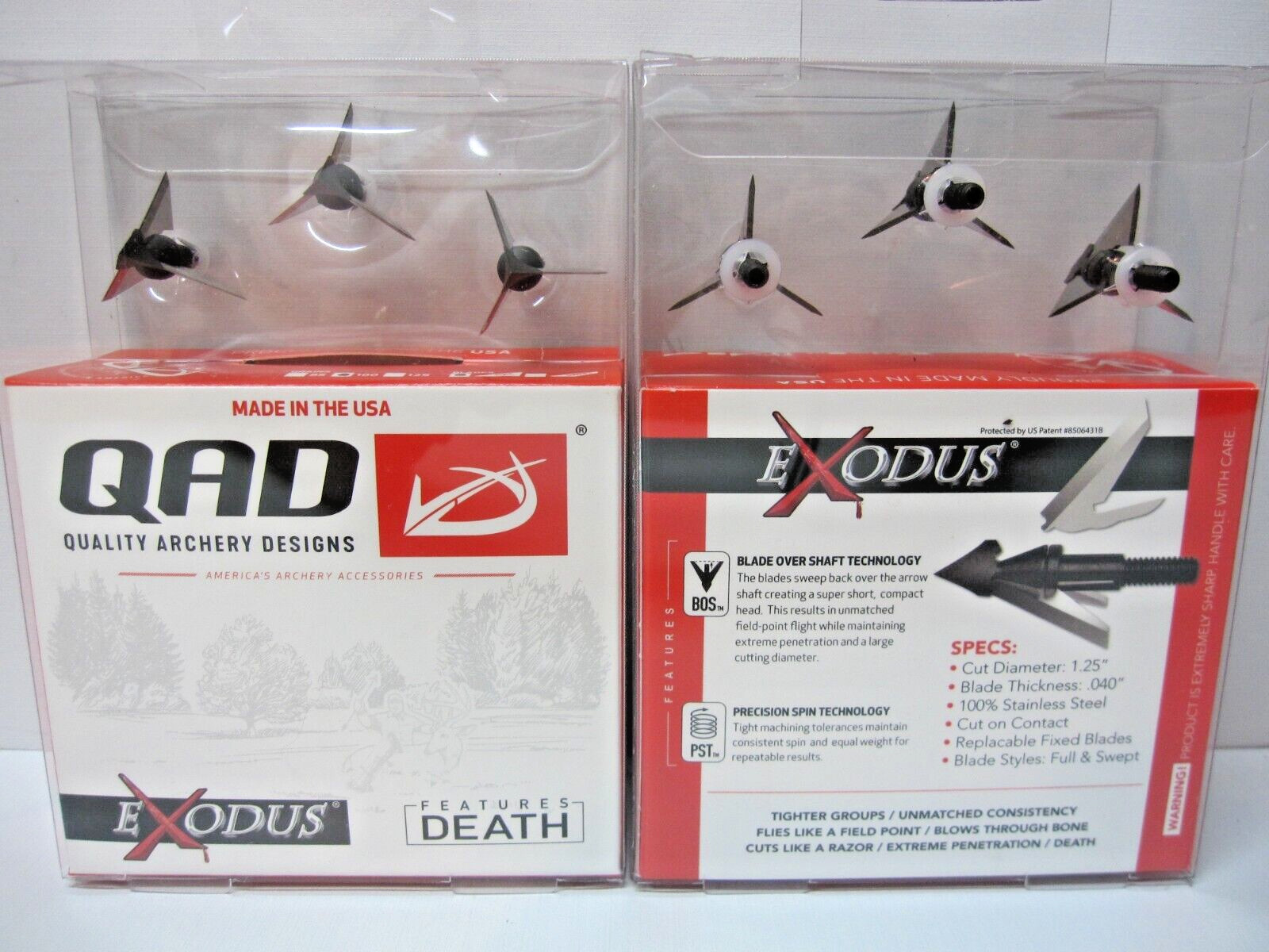 QAD Exodus Fixed Blade Broadhead SWEPT 100gr, 3pk #BX100-S-New
