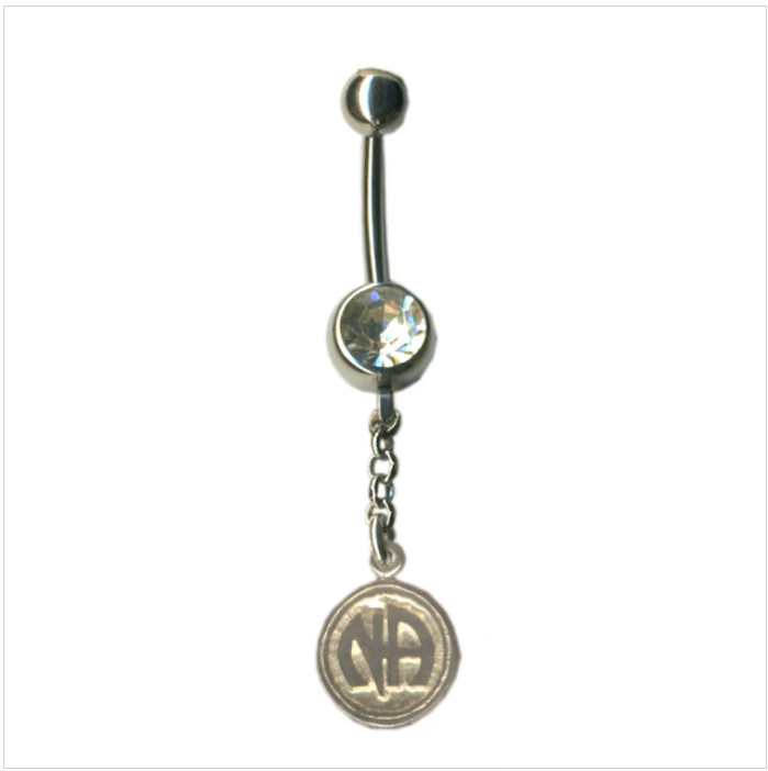 Sterling Silver Body Jewelry, "NA " Initials in Solid Textured Coin #417