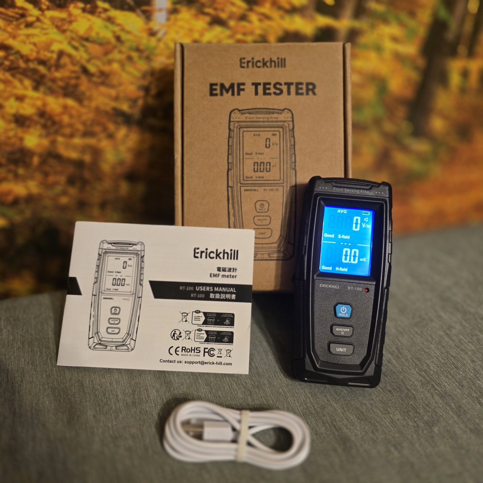 ERICKHILL RT-100 EMF Meter Electromagnetic Field Detector Tester LCD New