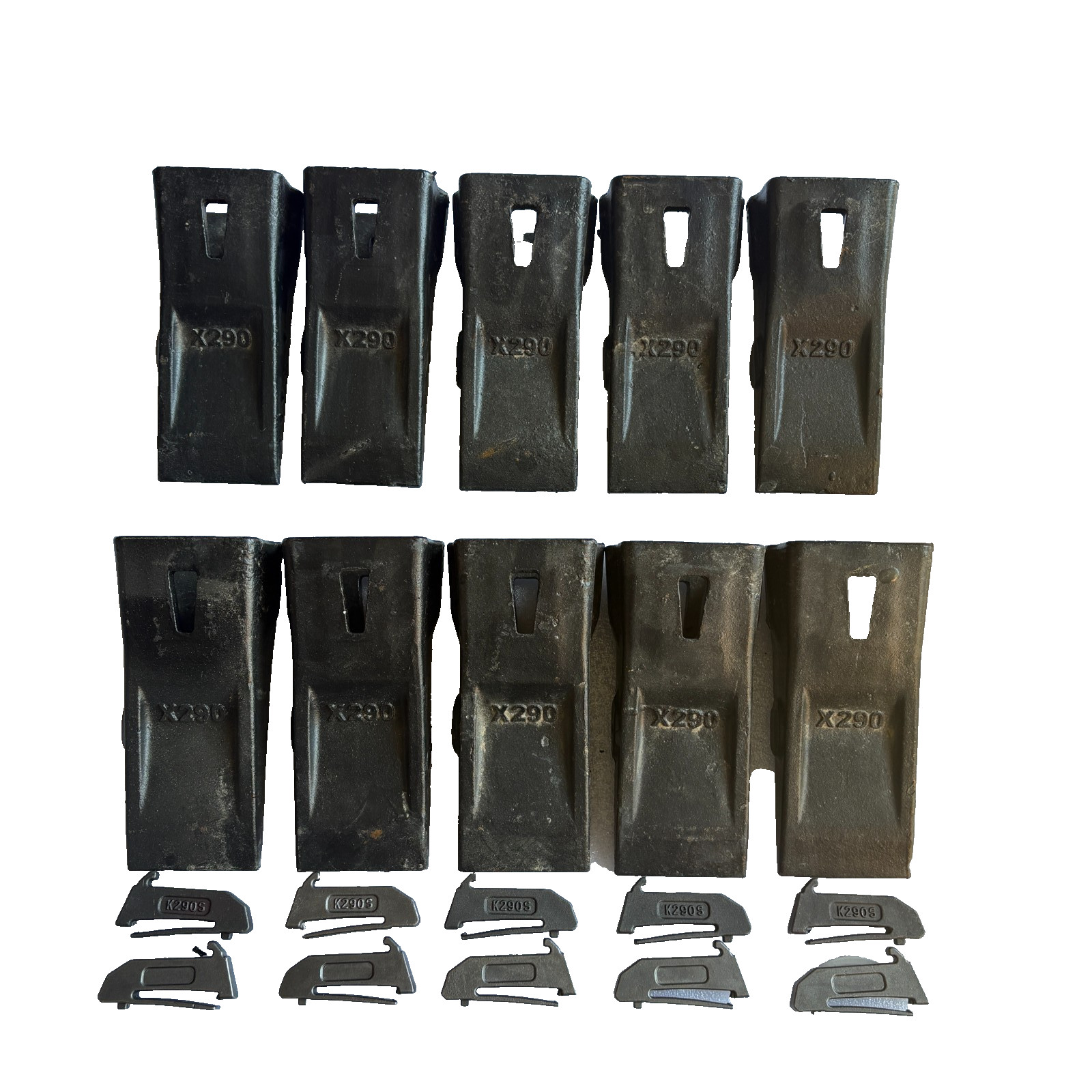 10 SET X290 Teeth with K290S Steel Locks Flex Pins For x290 Bucket Adapter Tooth