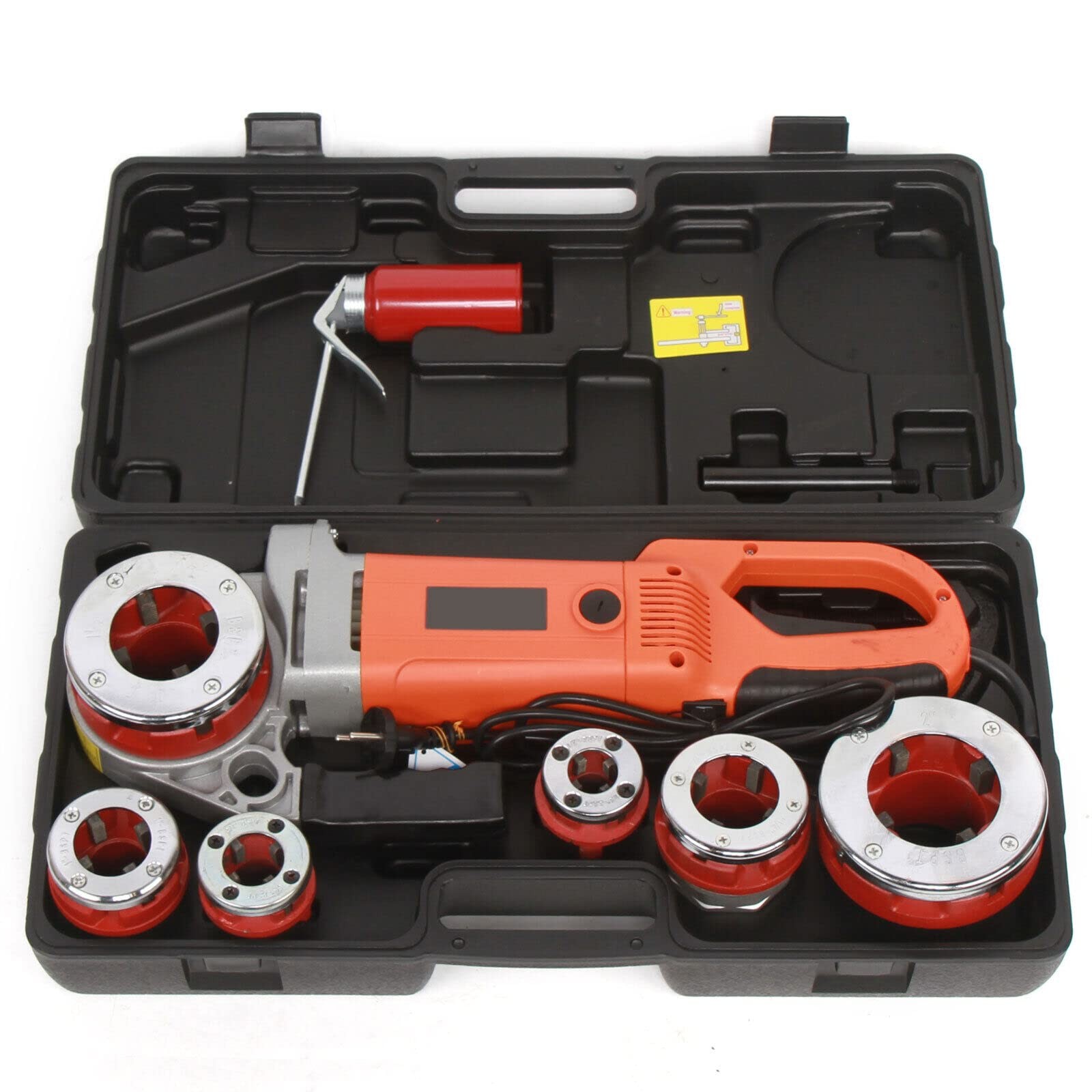 Electric Pipe Threader Kit Portable Pipe Threading Tool Set with 6 Dies 1/2-2"