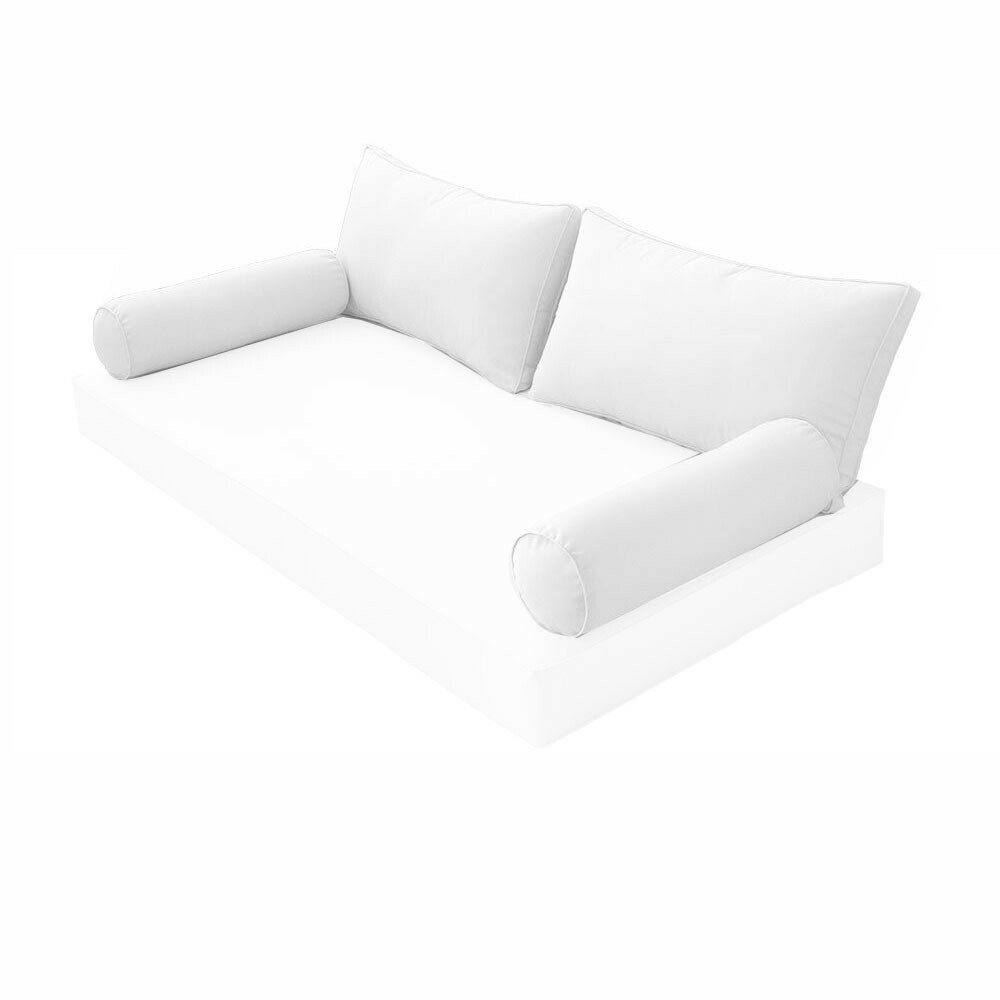 |COVER ONLY| Outdoor Style2 Queen Piped Trim Bolster Back Pillow Slipcover AD106
