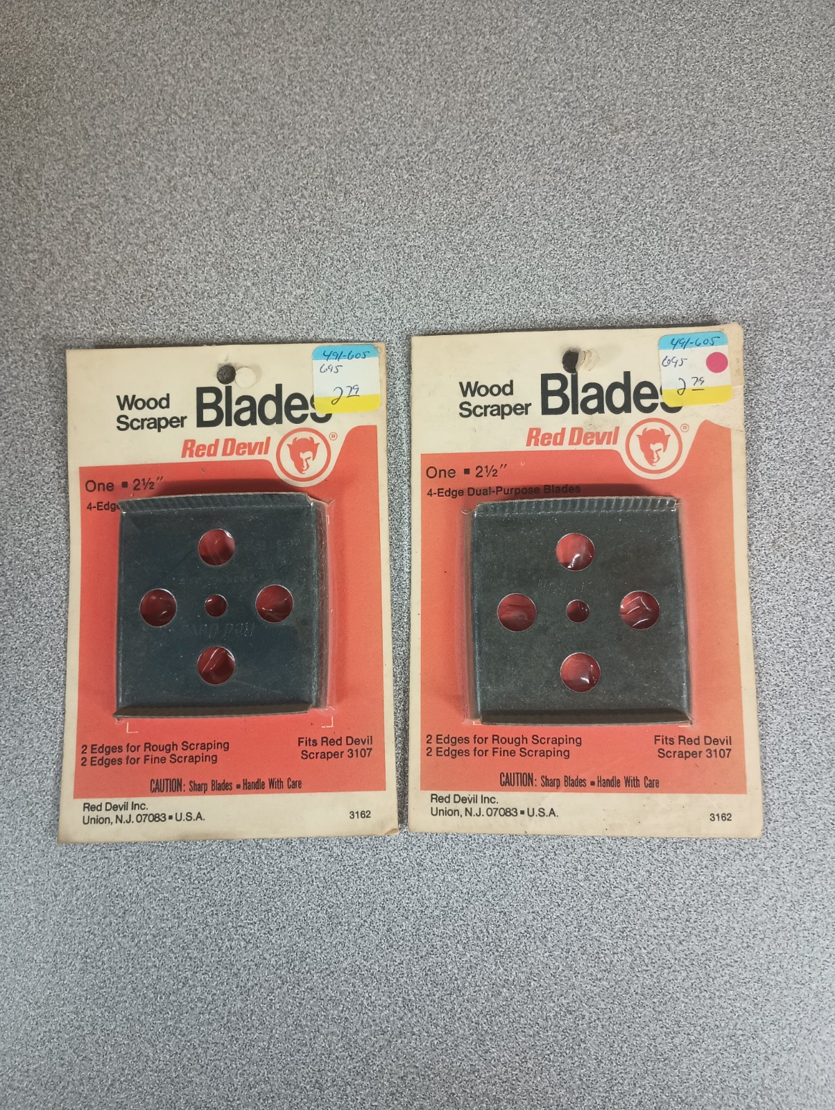 Red Devil 2 1/2" 4-Edge Wood Scraper Blade Lot (2) #3107 NEW