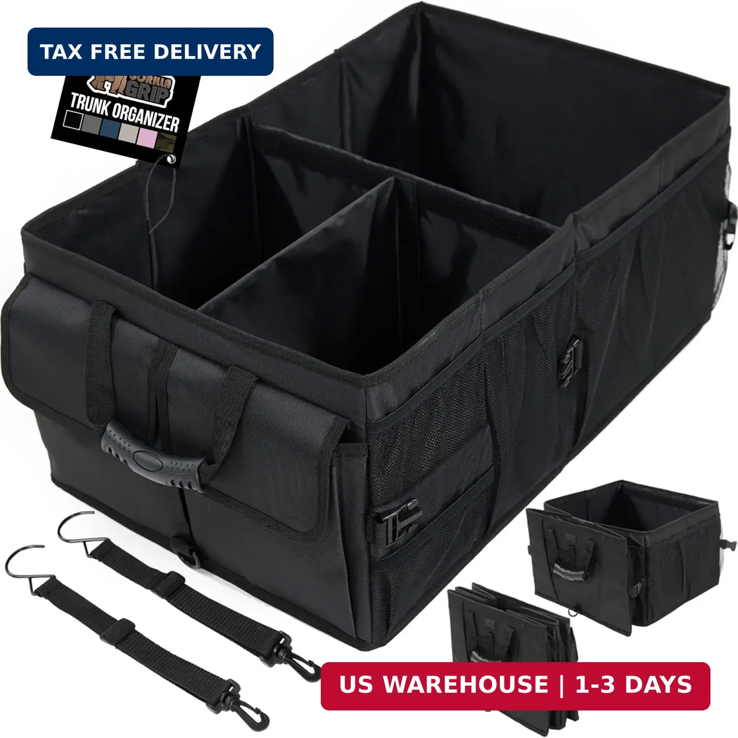 GORILLA GRIP Large Capacity Sturdy Trunk Storage Organizer, Slip and Water Resis