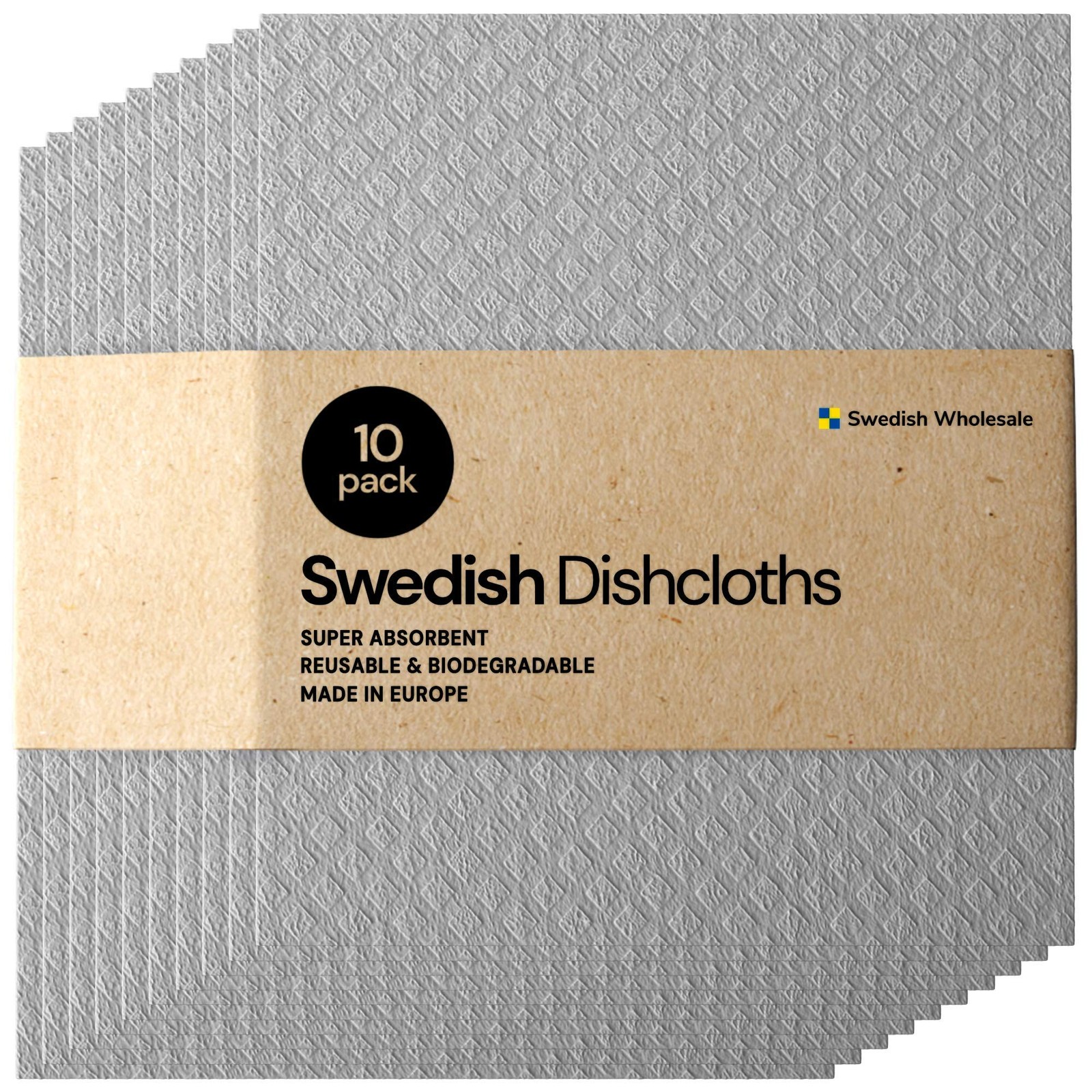 Dishcloths Reusable 8" x 7" Sponge Cloths, Bulk 10 Pack of High Absorbent Cel...