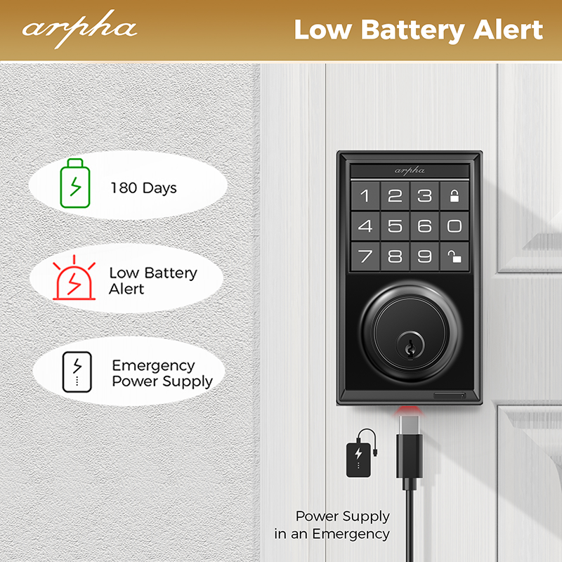 Keyless Entry Door Lock 100Code Smart Deadbolt App Anti-Peeping Password+Handle