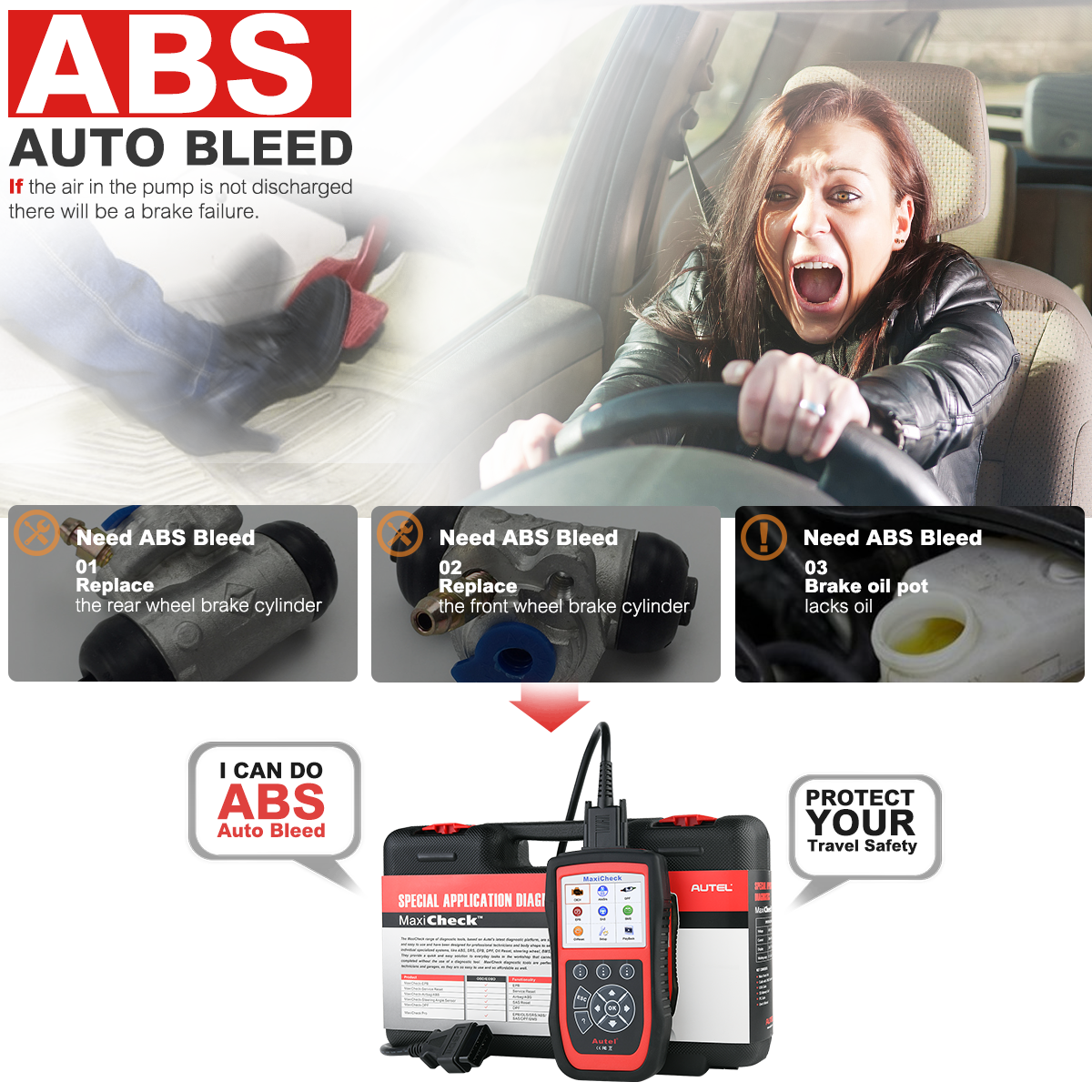 Autel MaxiCheck Pro ABS Brake Auto Bleeding OBD2 Scan Diagnostic Tool