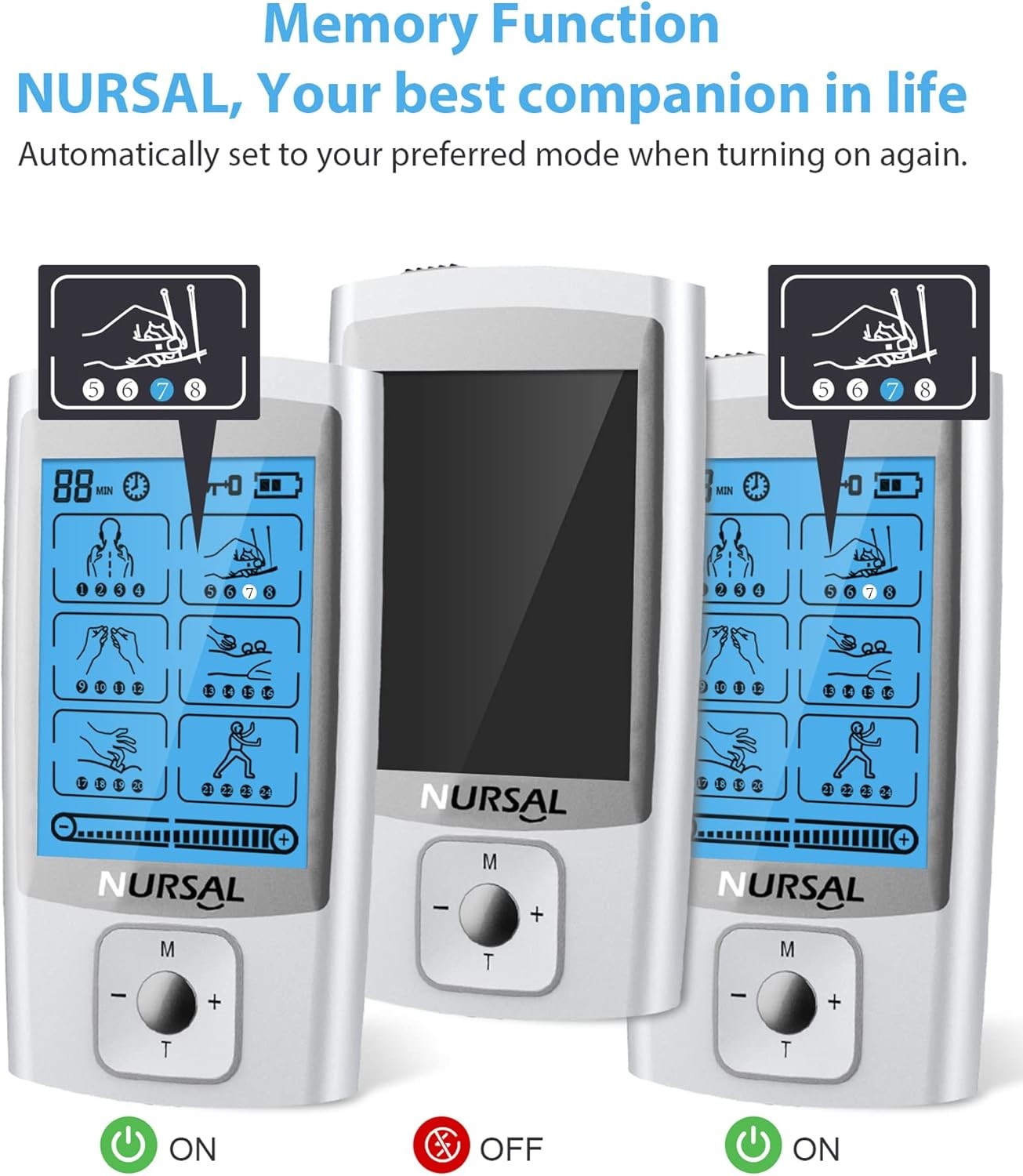 NURSAL 24 Modes TENS Unit Muscle Stimulator with Continuous Stimulation,