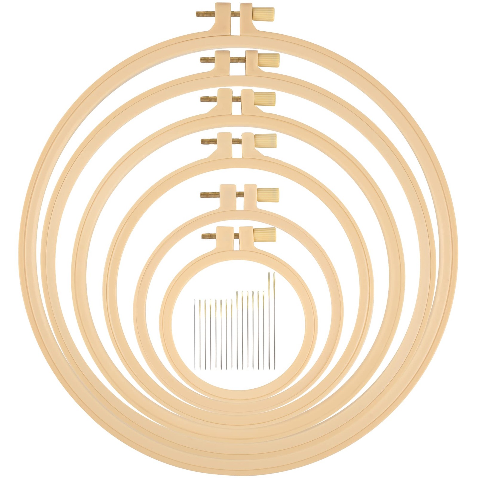 6 Pcs Embroidery Hoop 6 Size, Round Plastic Cross Stitch Wood (material)