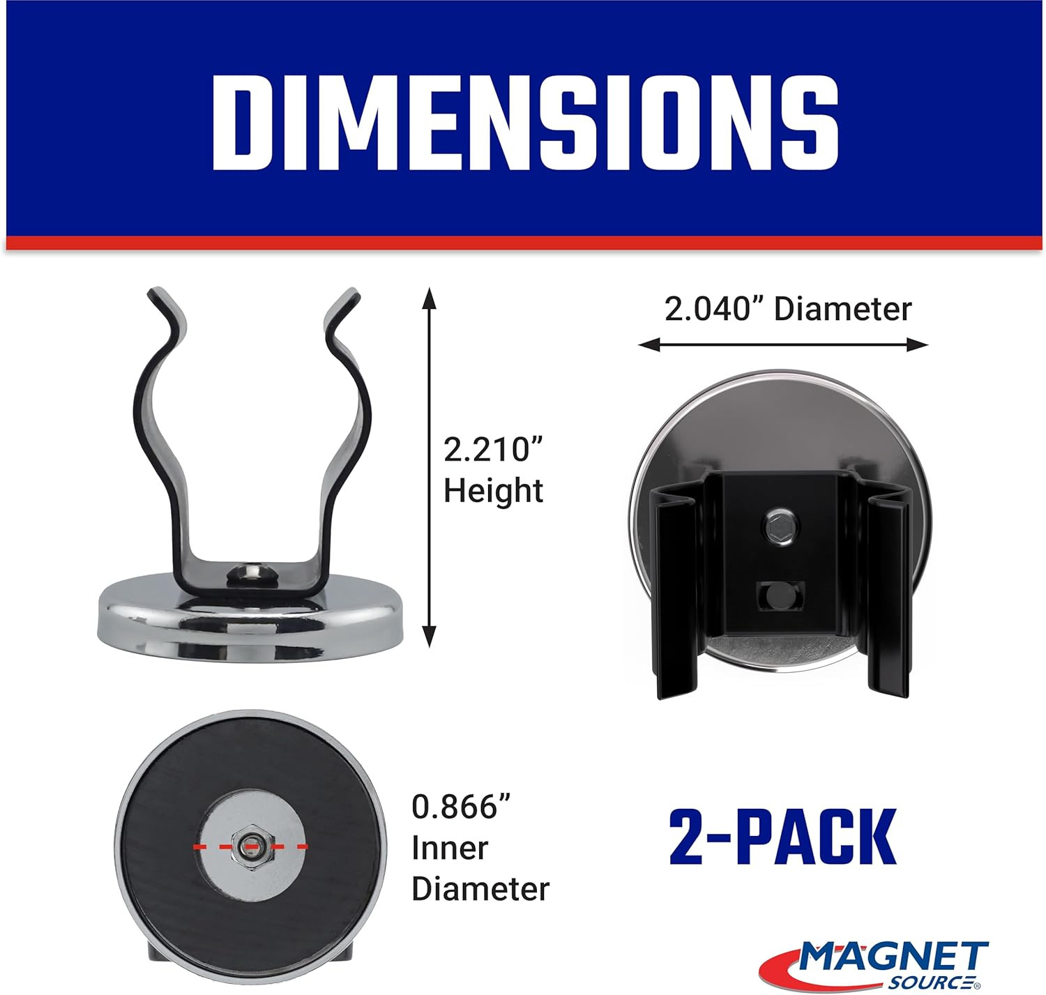 Master Magnetics Ceramic round Base Magnet with Black Spring Clamp Pack - Heavy-