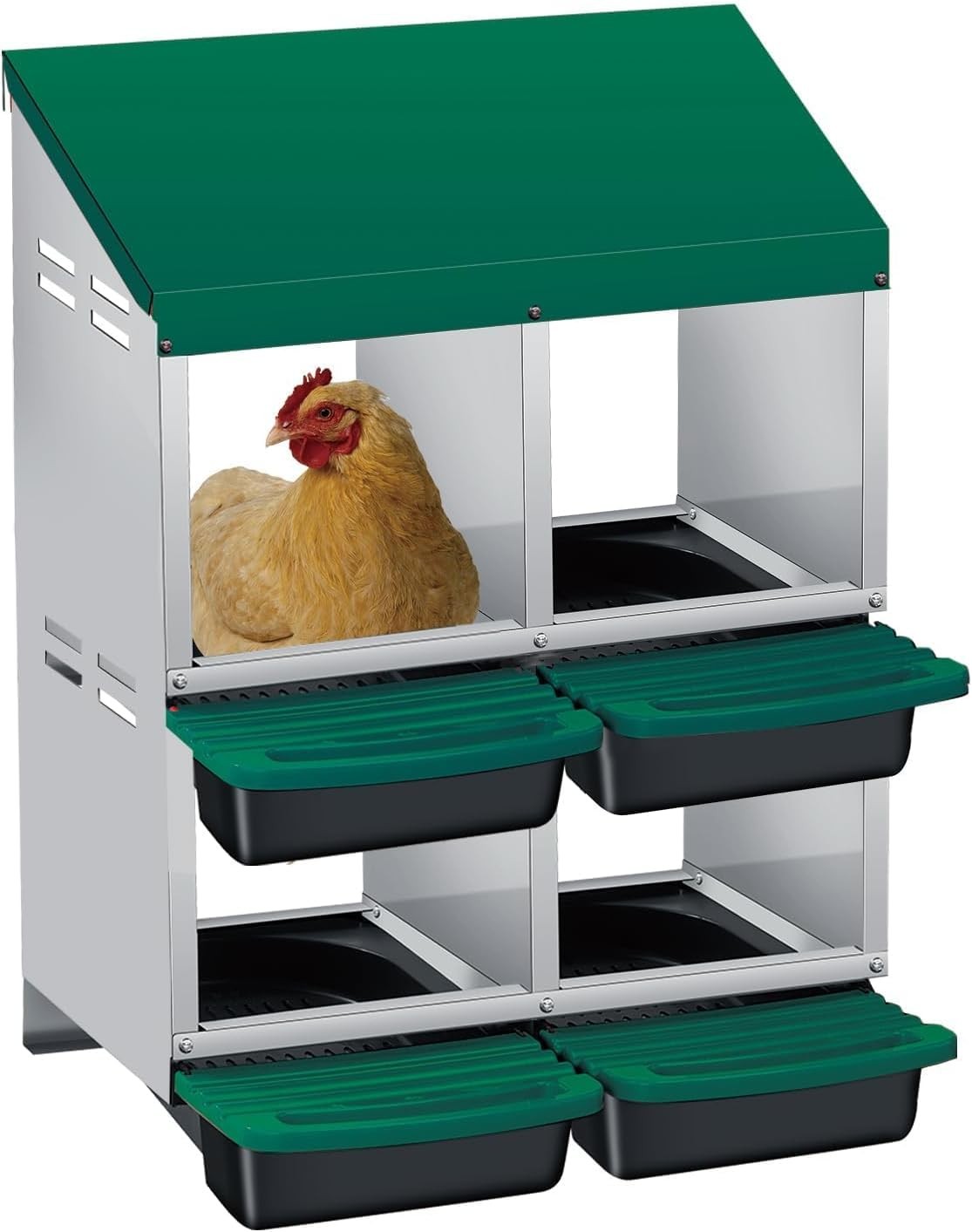 Chicken Nesting Box 4 Hole Hen Laying Box Roll Away Nesting Box for Laying Egg