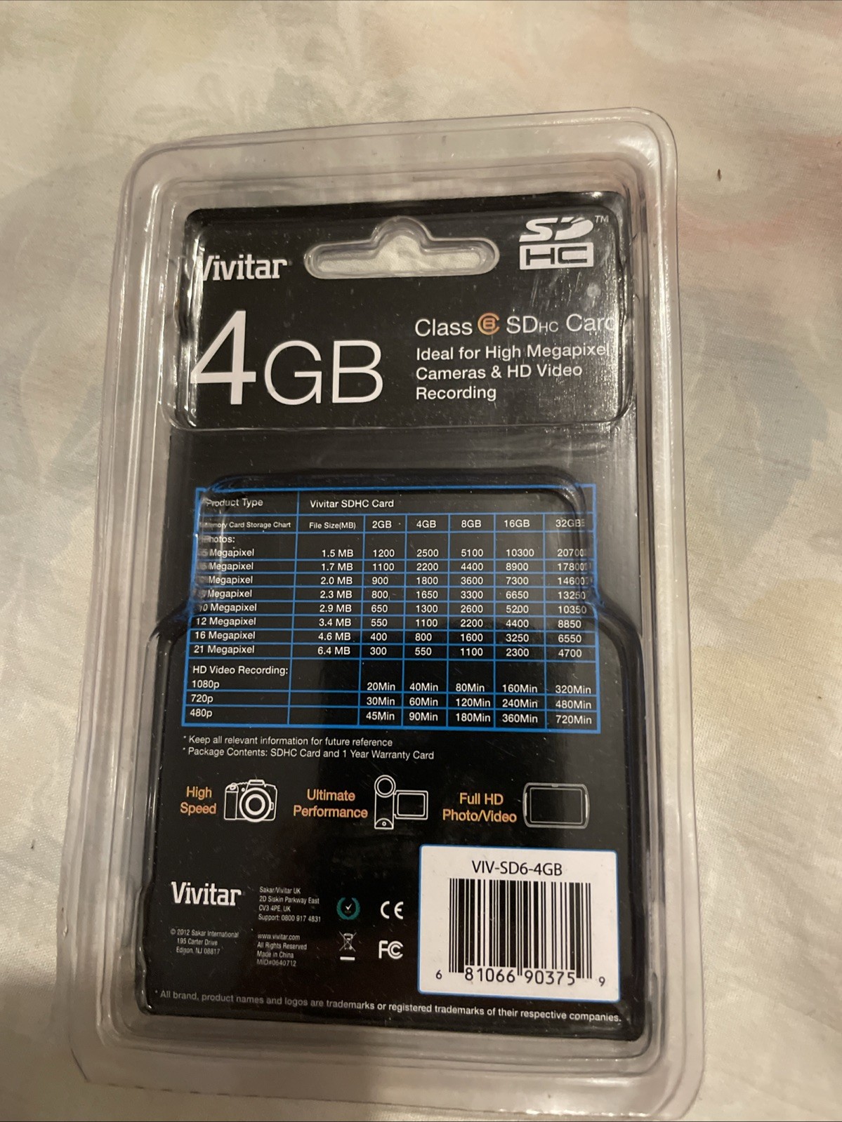 Vivitar class 4GBSTHC card