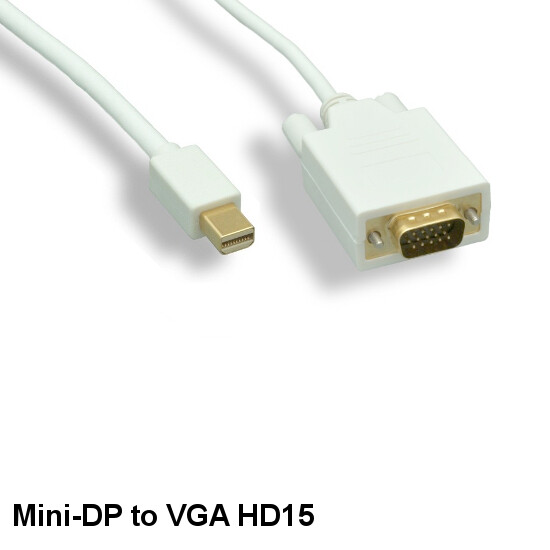3' Mini DisplayPort 1.2 to VGA Cable Male/Male 32AWG GoldPlated Connector PC TV