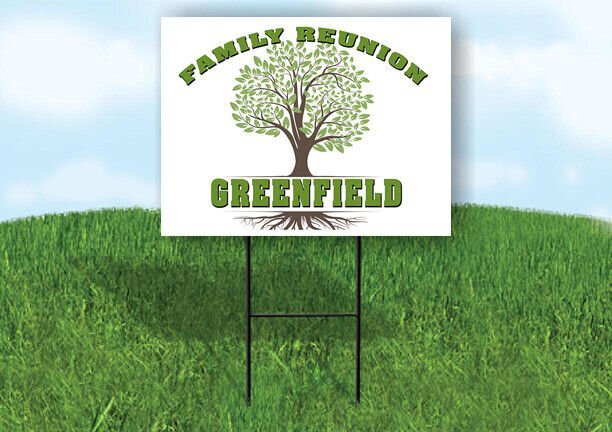 GREENFIELD FAMILY REUNION GR TREE 18 in x24 in Yard Sign Road Sign with Stand