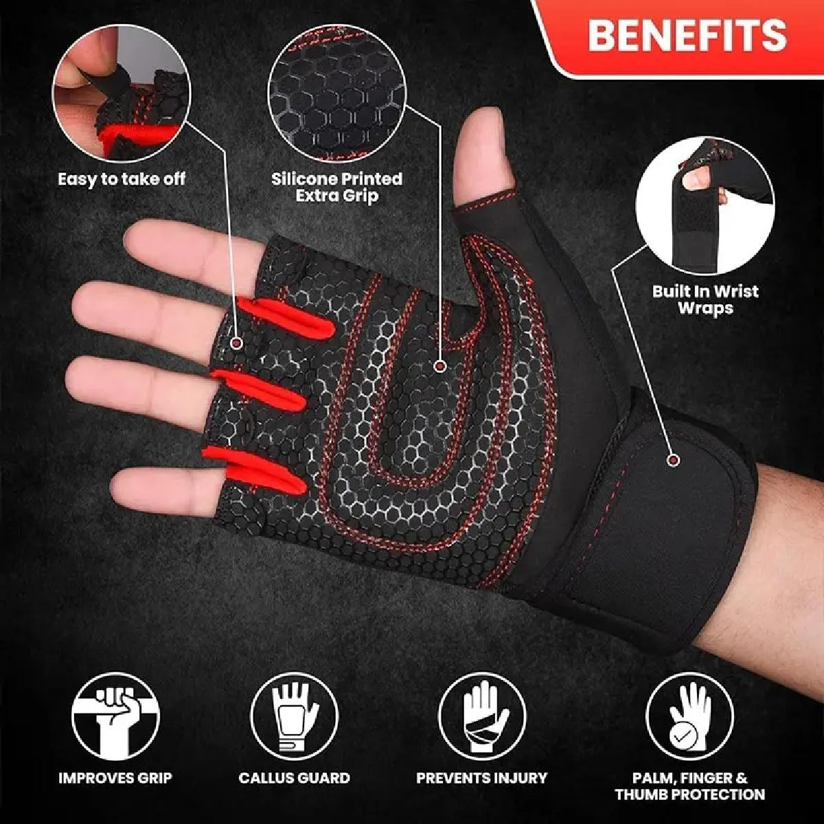 Gym Gloves for Women Men Fitness Weight Lifting Wristband Gloves Body Building T