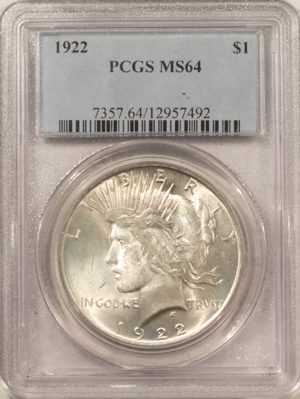 1922 $1 PEACE DOLLAR - PCGS MS-64