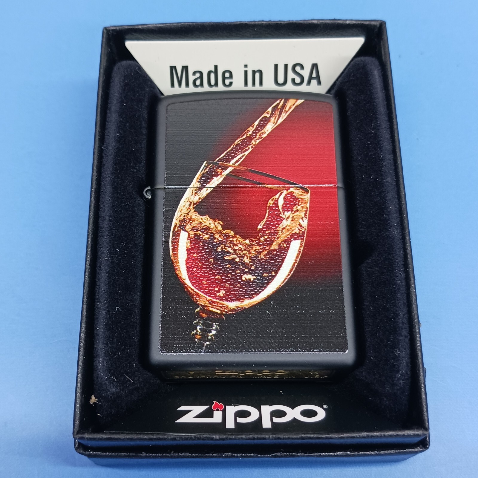 Zippo Glass Of Wine Black Matte Lighter 28179