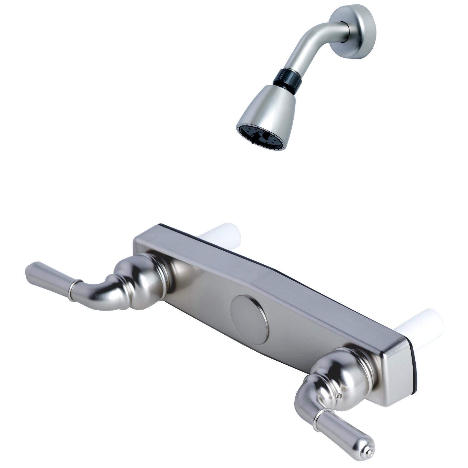 Mobile Home Two Handle 8" Shower Faucet Valve with Shower Head Brushed Nickel