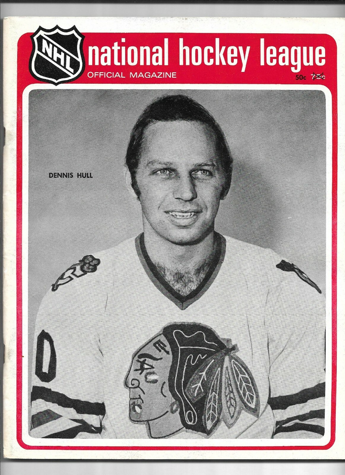 1972-73 Los Angeles Kings vs Chicago Blackhawks Program---Dennis Hull  Very Good