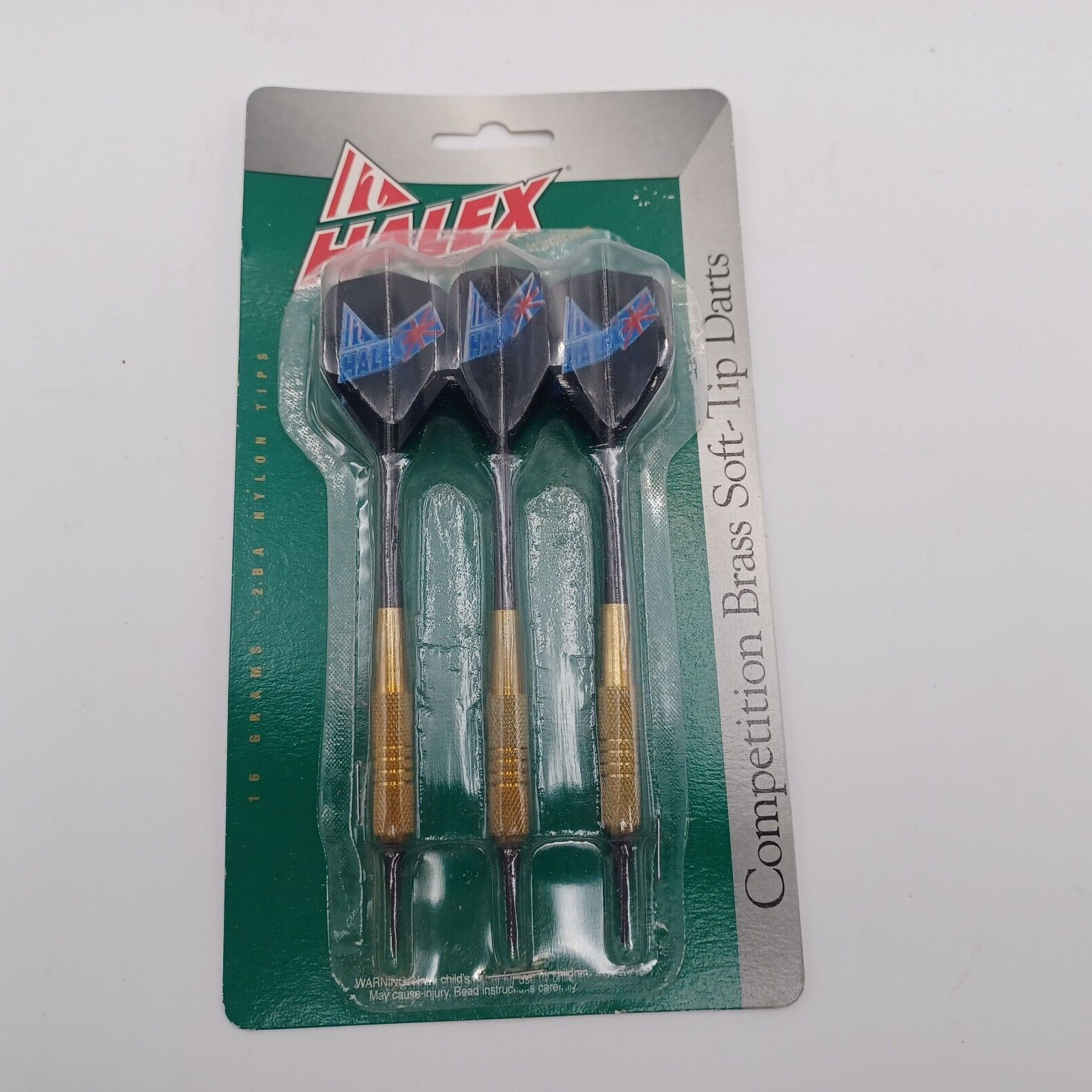 3 ~Halex Competition Brass Soft Tip Darts ~ 16 Grams ~ Nylon Tip ~ Union Jack