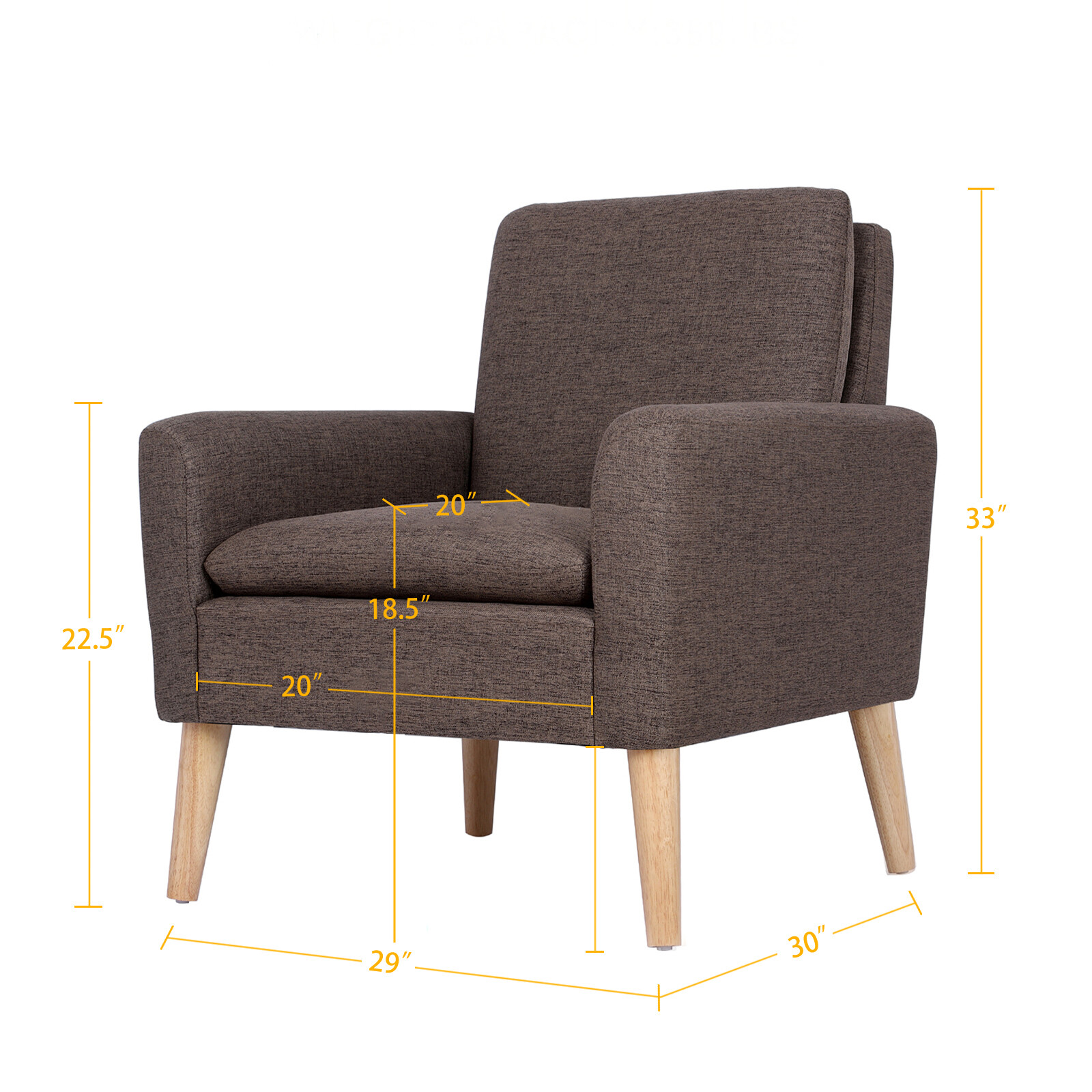 Arm Chair Accent Single Sofa Linen Upholstered Wood Leg Living Room Armrest Sofa