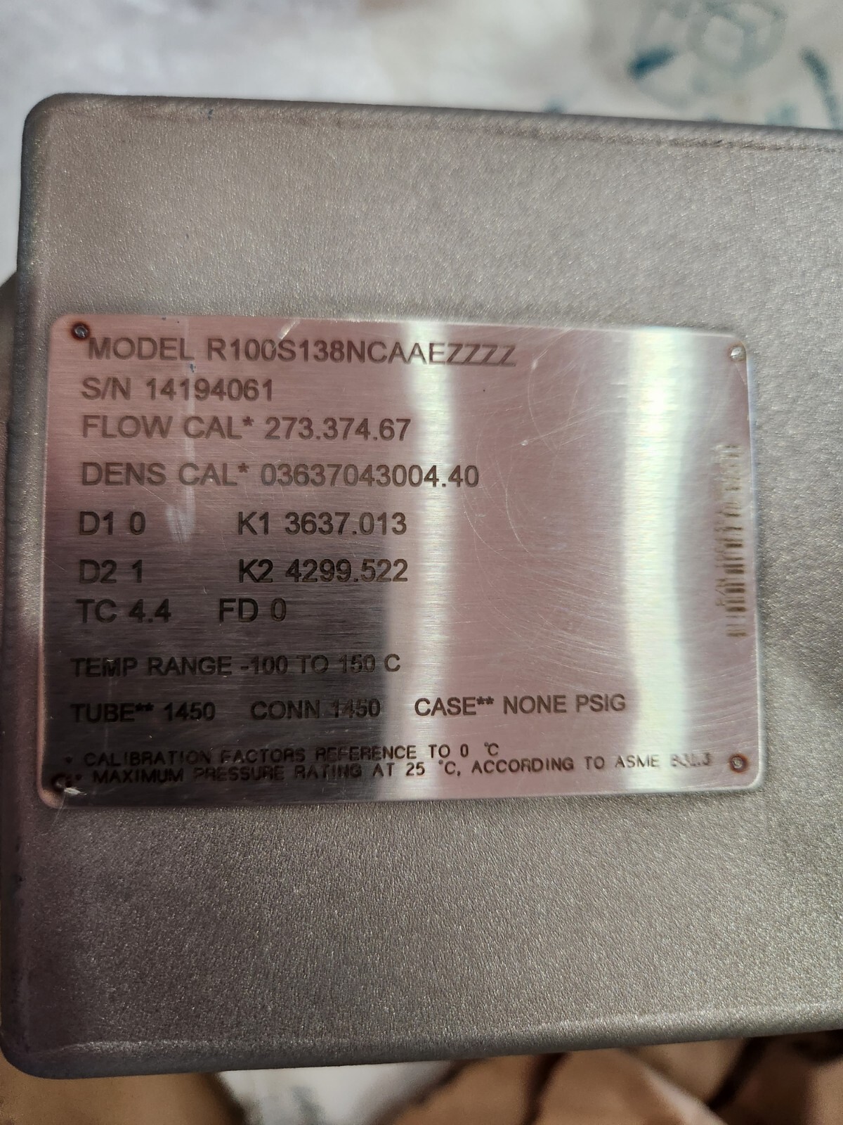 1" Micro Motion R100 700 Core Processor CALIBRATED Tri Clamp Flow Meter