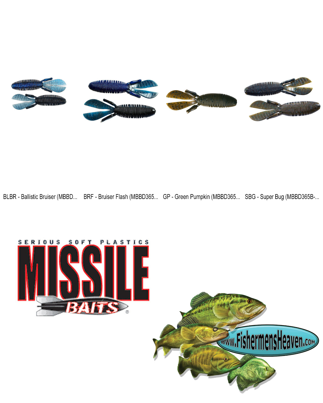 Missile Baits D Bomb BABY 3.65 Inch (MBBD365B) Pick from 5 Colors BULK 30ct Pack