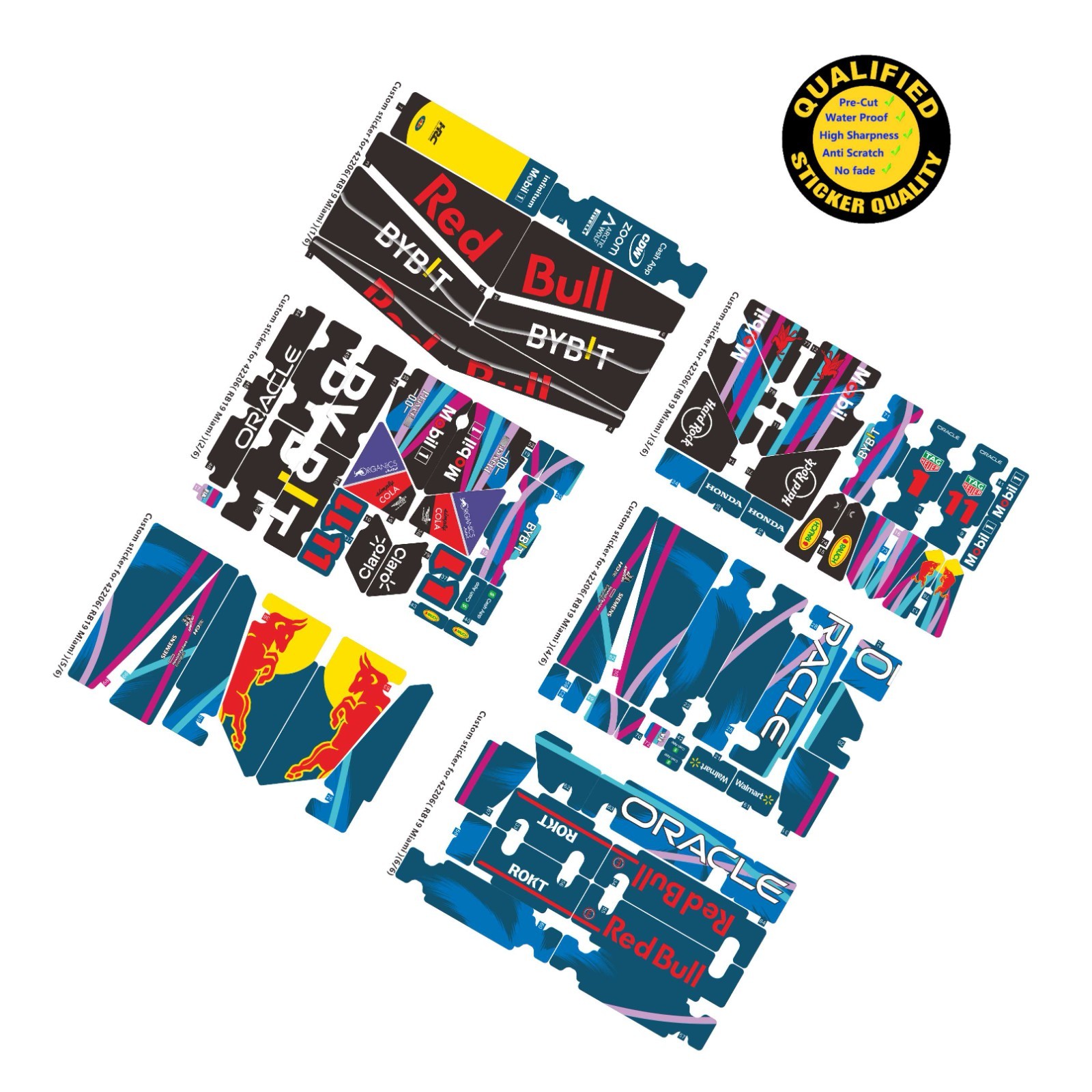 Custom sticker for set 42206 RB19 Special Livery V3, Precut sticker only