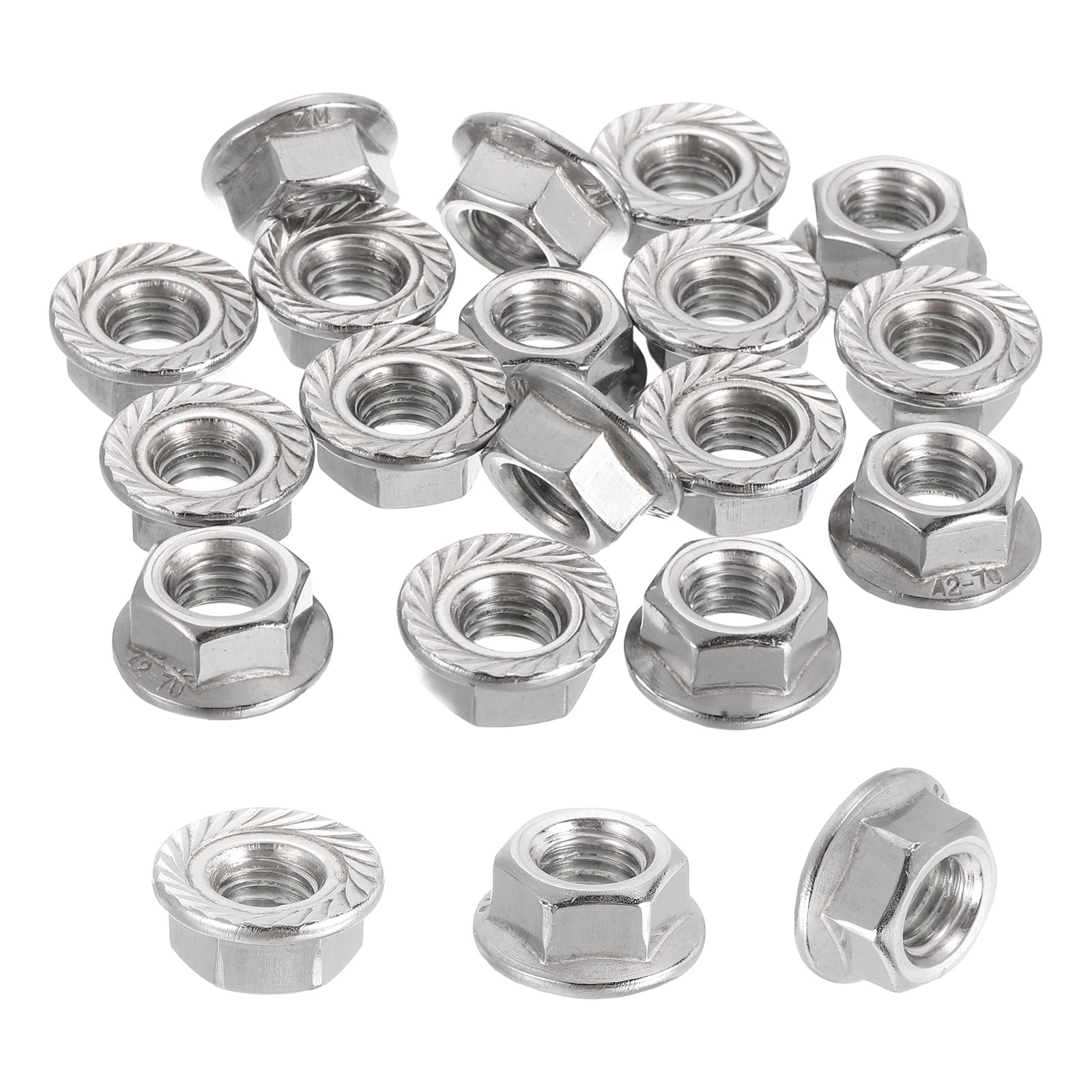 20 Pcs M8x1.25mm Serrated Flange Hex Lock Nuts, 304 Stainless Steel Metric Nut