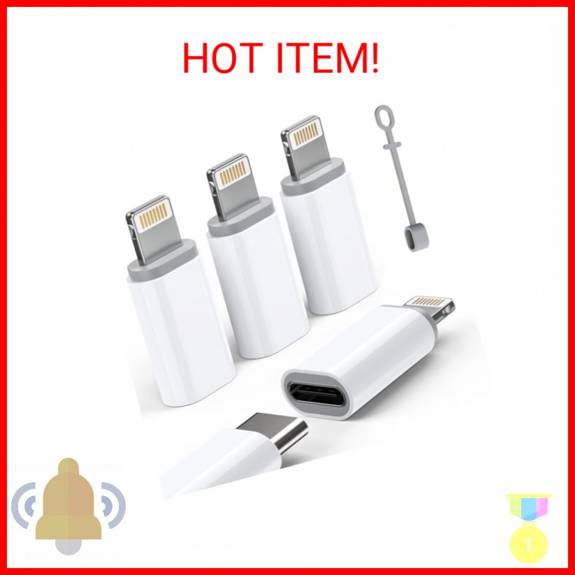 MFi Certified USB C to Lightning Adapter 4-Pack, 27W Fast Charging & Data Sync,