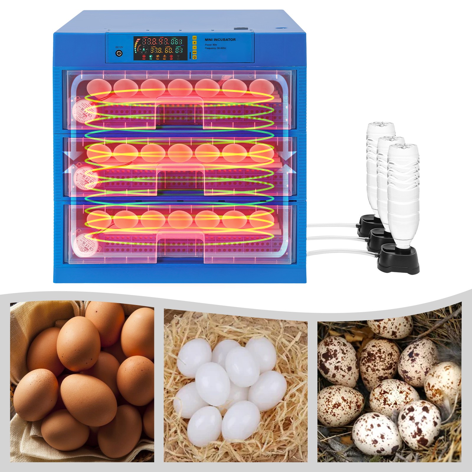 192 Egg Incubator Automatic Turning Digital Poultry Hatcher with LED Display