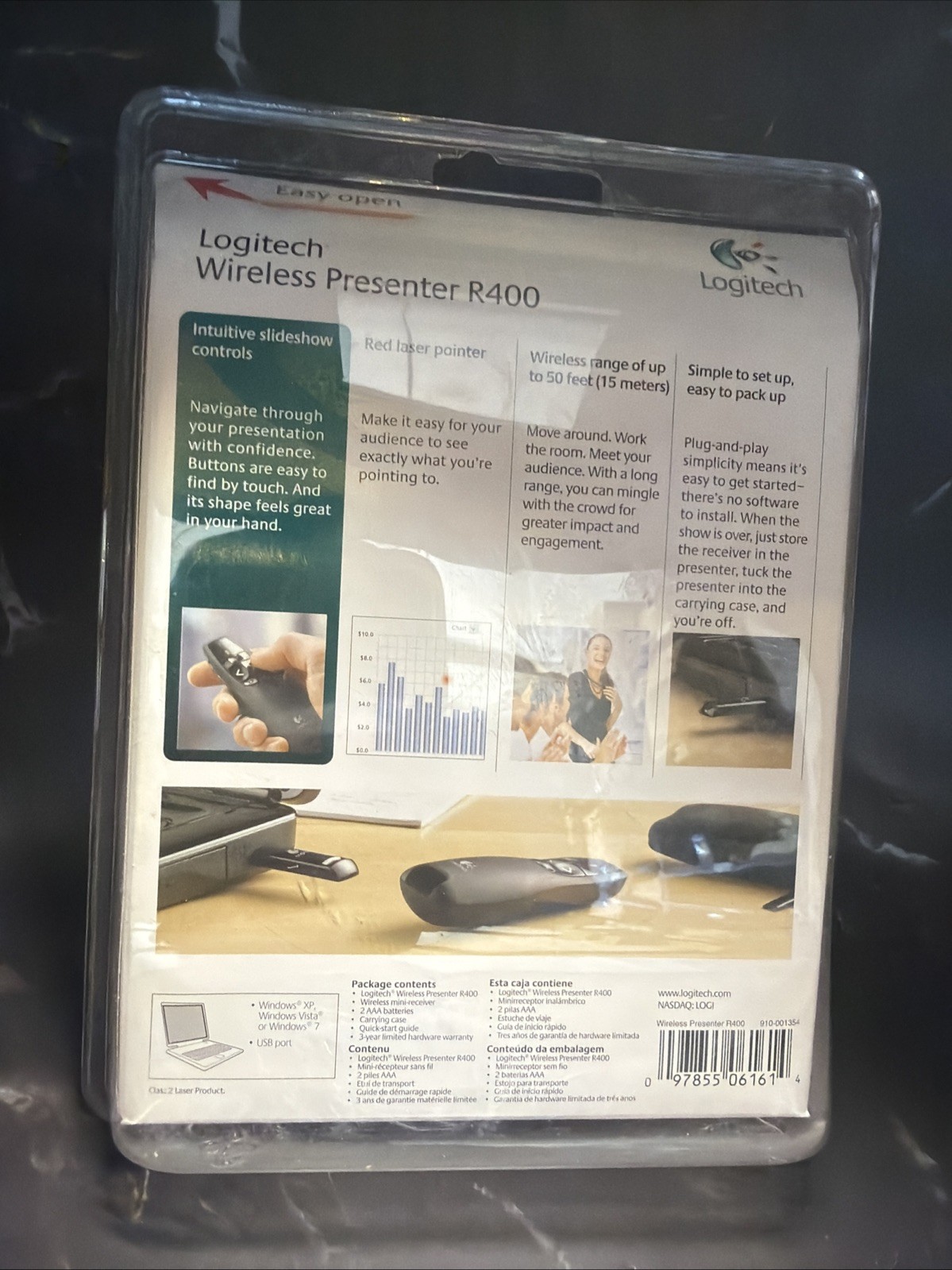 New Logitech R400 Wireless Presenter Presenter Remote Clicker Red Laser Pointer