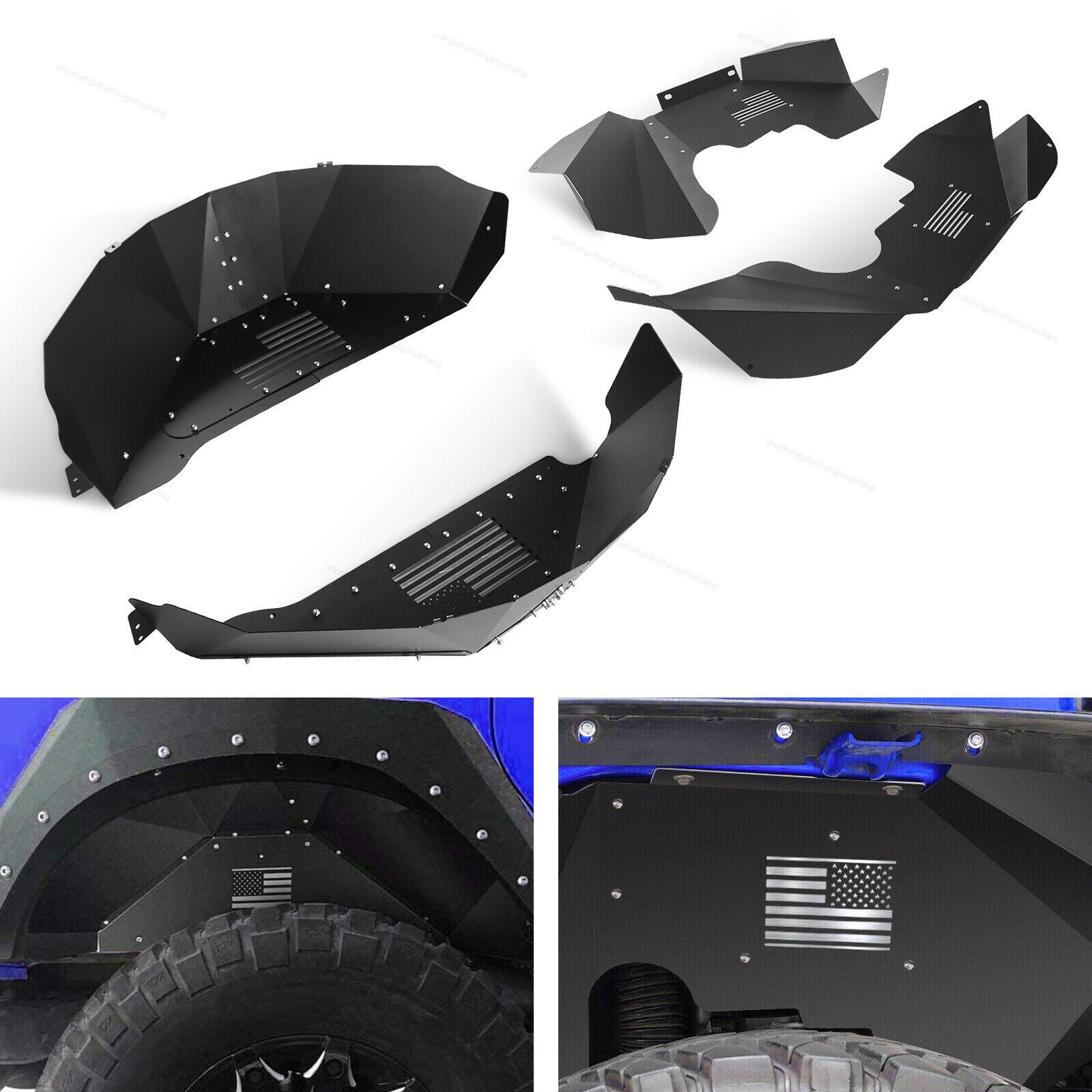 4PCS Set Front+Rear Inner Fender Liners Fits Jeep Wrangler JK JKU 2007-2018