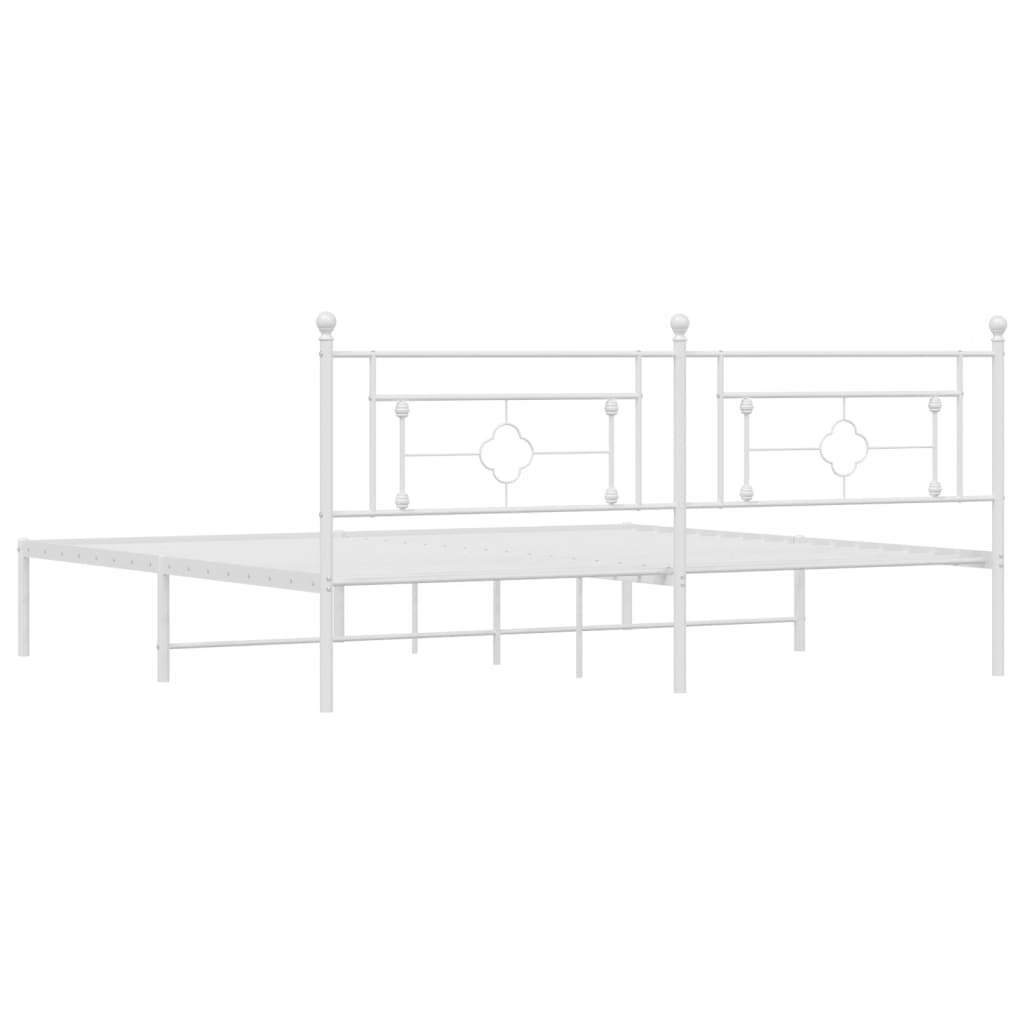 Metal Bed Frame without Mattress with Headboard White 76"x79.9"