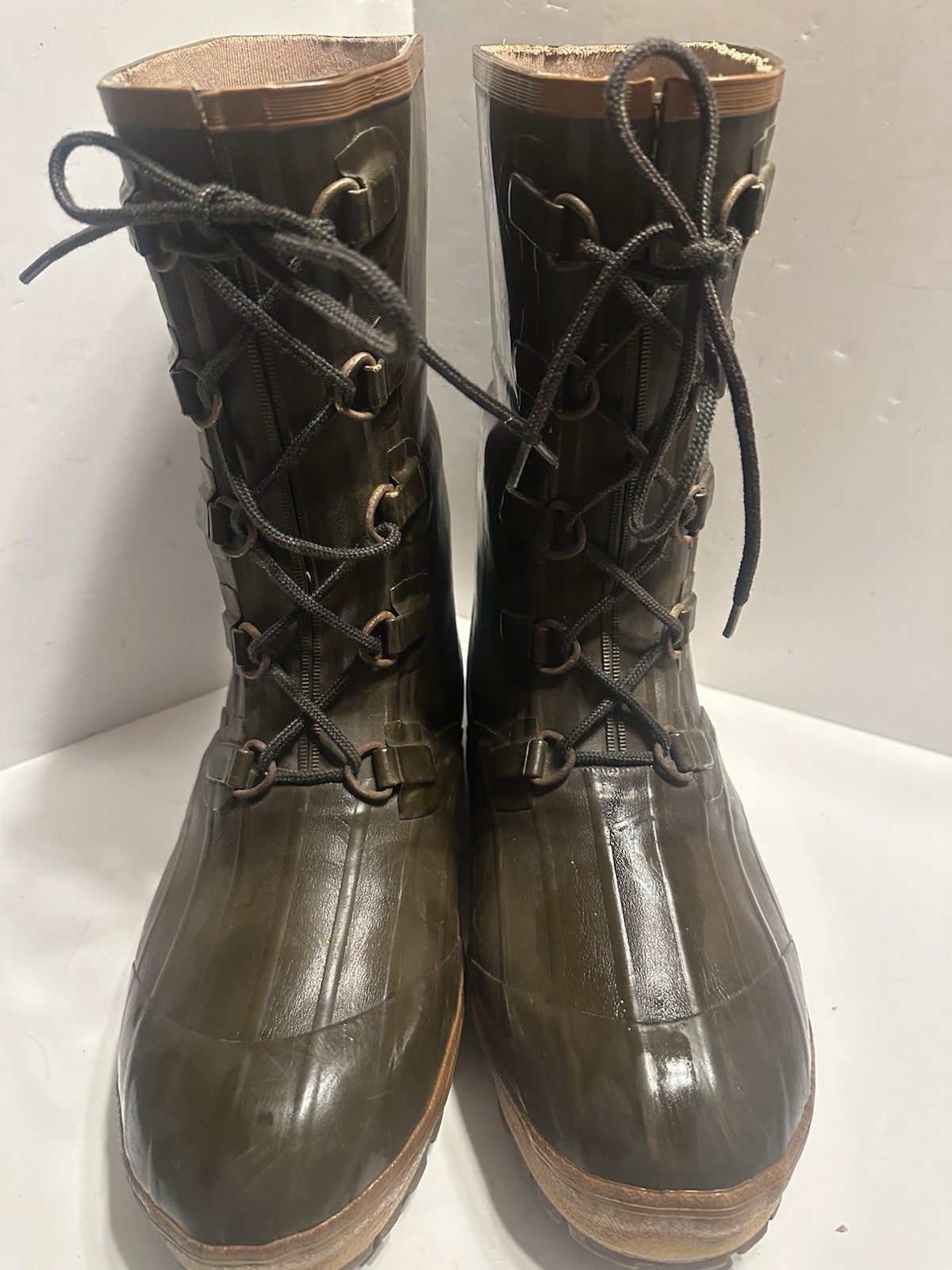 Vintage Men's HODGMAN C-88 Insulated Green Rubber Boots  Size 10 Fishing Winter