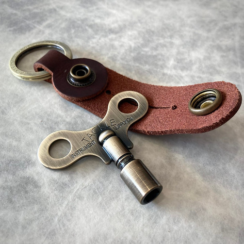 Tackle Timekeepers Drum Key, Brass with Leather Keychain